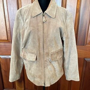 JLC Adventures on the Wings Suede Jacket Bomber Pilot Women's Size M Tan